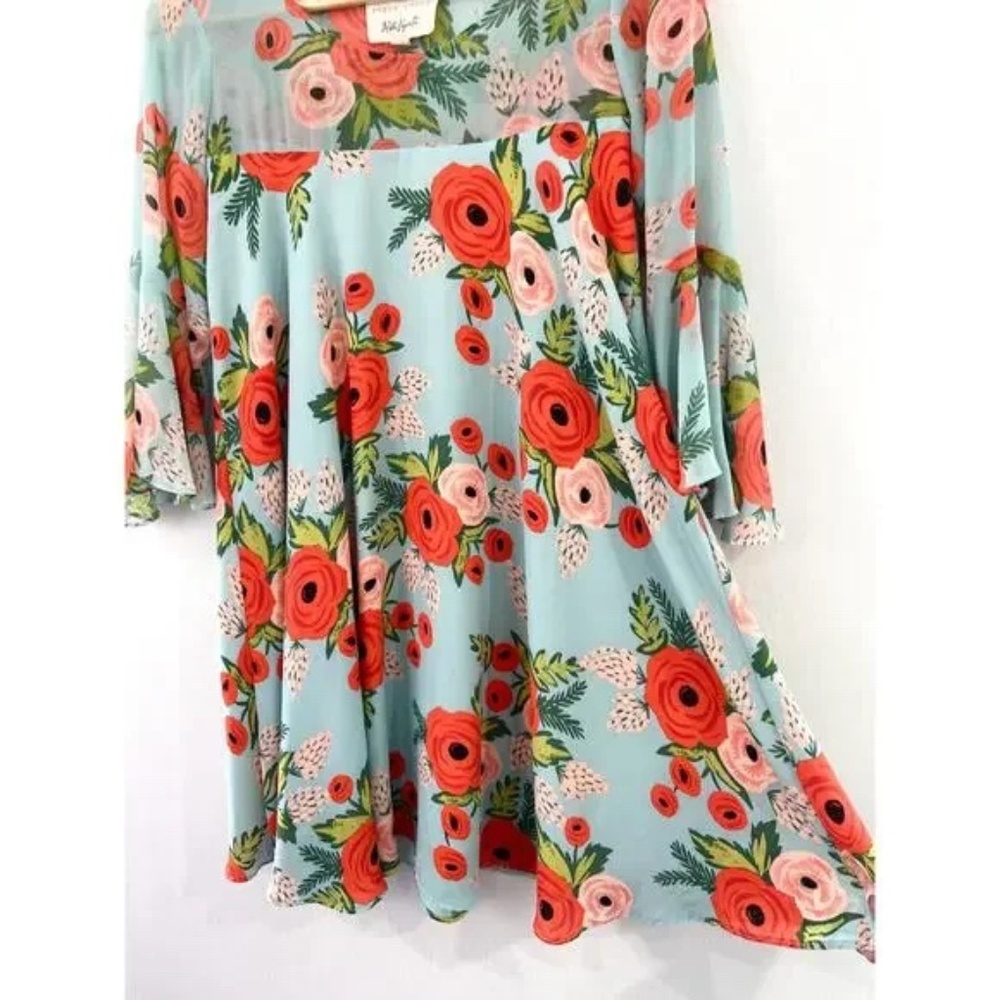 LIKE NEW! Women's Paper Crown Anthropologie Blue Floral Swing Dress - XSP - Picture 3 of 15